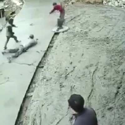 Cement mixer party getting a tad too concrete