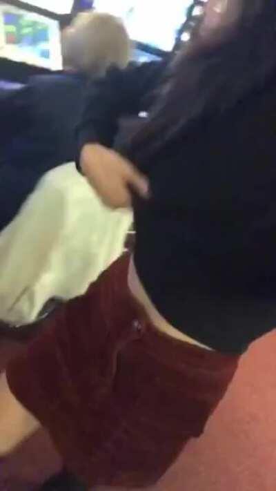 Flashing in the restaurant