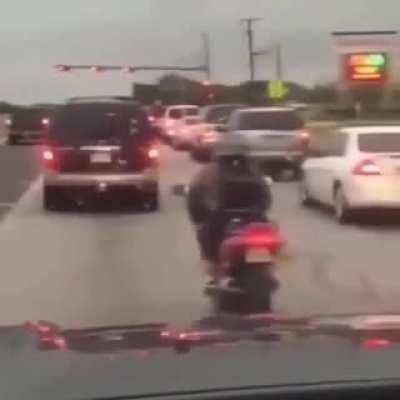 Driving a bike in traffic