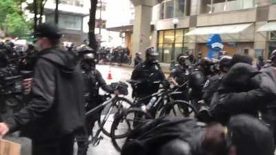 The moment Seattle police pepper sprayed peaceful protesters completely unprovoked which sparked a riot.