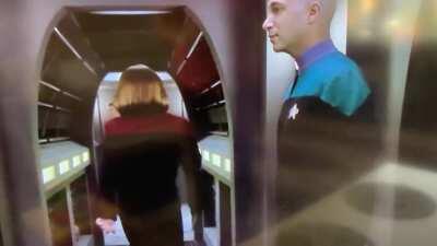 Tom Morello playing Crewman Mitchell on Star Trek Voyager. He asked to cameo because he was a fan of the series. The crew were thrilled to have him.