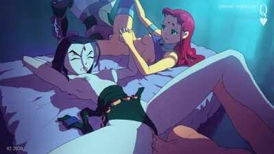 Starfire & Raven getting fuck (QueenComplex) [Teen Titans]