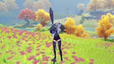 12 seconds of Eula FIRMLY GRASPING a fish