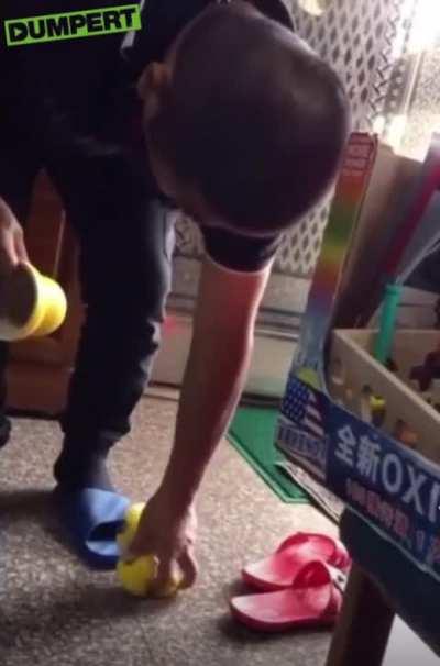 Grandpa will clean up the toys