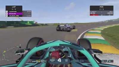 Epic last lap battle, with loads of respect and why did my player celebrate at the end.