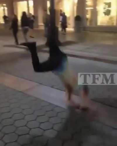 Trying to flip off of a skateboard