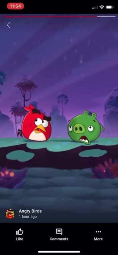 An anonymous teaser appeared on the angry birds YouTube channel stories. What is it?