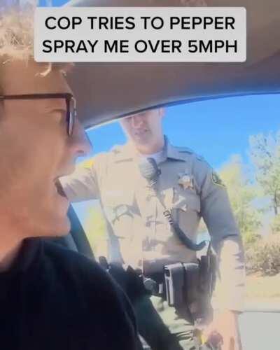 This guy was nearly pepper sprayed and tased for going 5mph over the speed limit.
