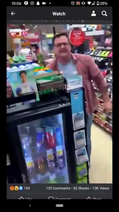 Anti-masker attempts to assault store employee with cart after being confronted. From Orange County, CA