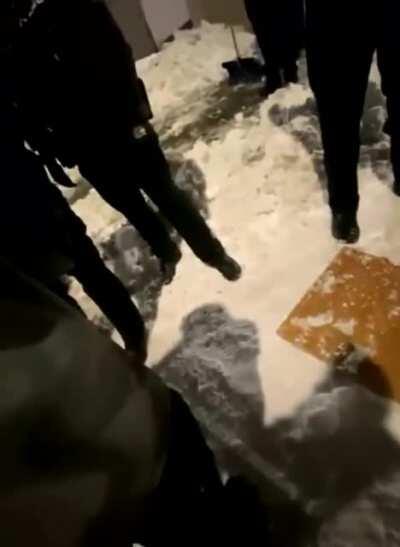 “You want a sticker too? Well you seem a little angry and sad and usually stickers make people feel better.” — Seattle cops offer stickers to angry anti-police protestors building snow-traps around a police garage to purposely prevent cruisers from reachi