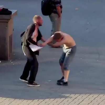 the freak beats up a homeless man, for which he was punished