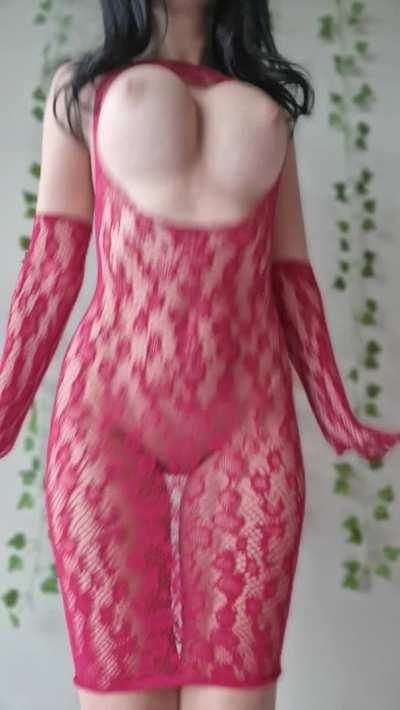This fishnet dress is elegant