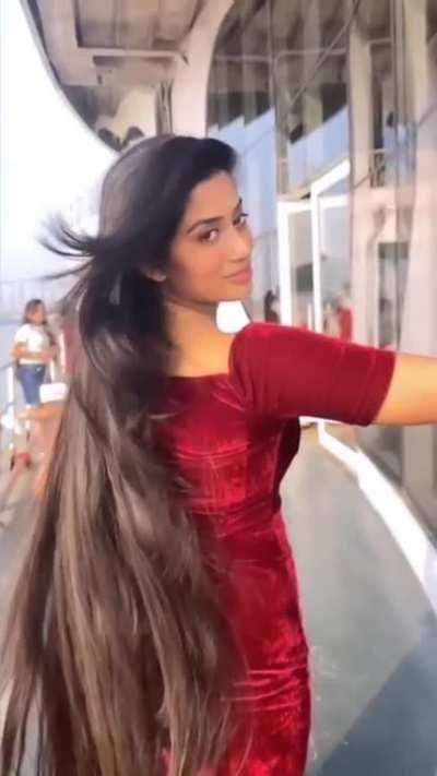 Absolutely stunning long haired Indian babe in red!