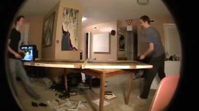 People playing ping pong accidentally make the Mario theme