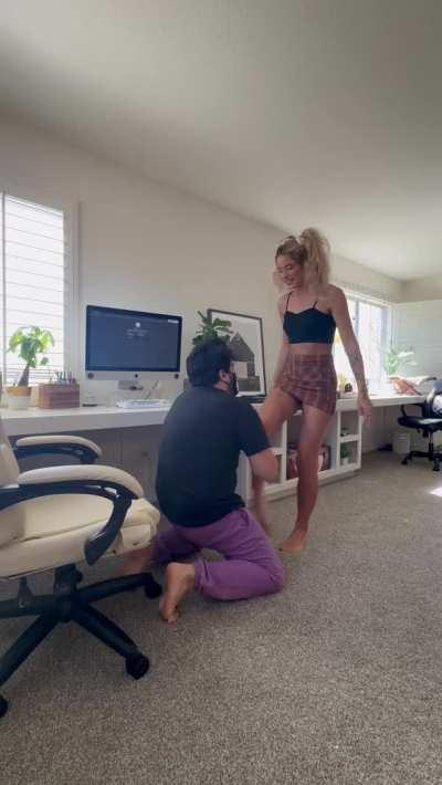 he was sitting at my desk without permission