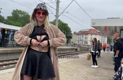 at a crowded station: the way i am shaking my hips tells how excited I am [GIF]