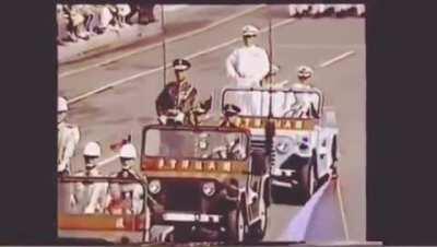 President Chiang Ching-kuo on military parade in ROC occupied Tokyo (1958 colorized)