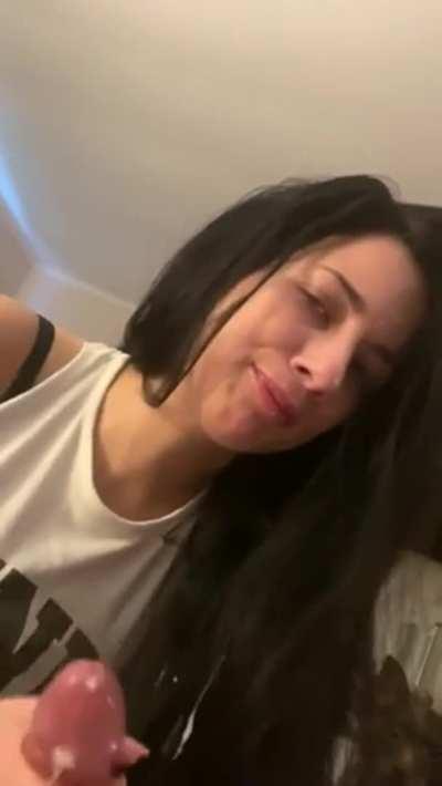 When your boyfriend knows you don't like cum in your mouth, but he does it anyway..