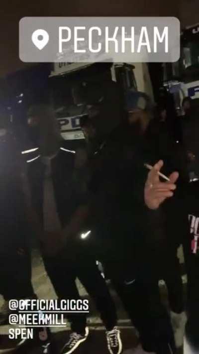 Meek Mill posted in Peckham with Giggs, SN1 and YPB members | Previews unreleased drill track 'Blue Fashion'