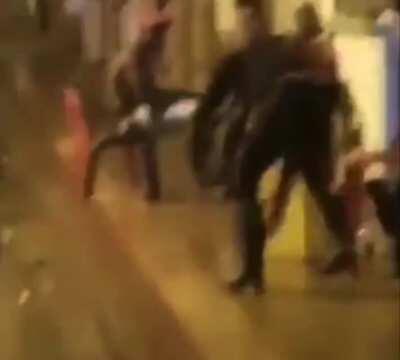 WCGW trying to kick a defenceless dog