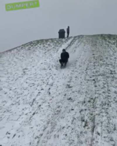 What could go wrong when you sled down a not so smoorh curve?