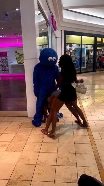Lesbian humping her friend in the mall