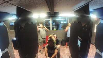 45 kilo girl fires 45 Magnum