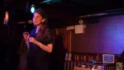 Her reaction when realizing the crowd knows her song is priceless.