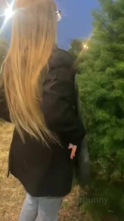 I was shopping for Christmas trees but I really just wanted to show off my tits [gif]