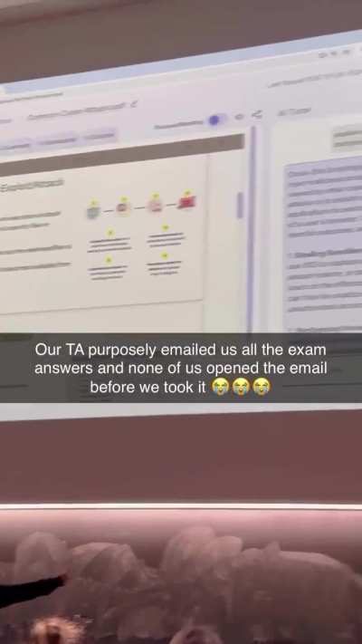 TA purposely emailed exam and answers to the entire class before the test. None of them opened the email...