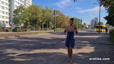 Nice little boob massage in public.