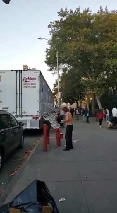 Crazy man on drugs, Then screams 