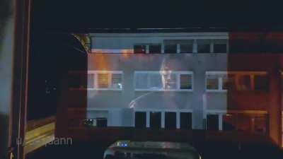 Day 5 of beaming Star Wars to the closed office building next door, while staying home due corona. Now with subtitles and at least four of our neighbors watching with us. We are all crying again. (I hope this doesn't die in new)