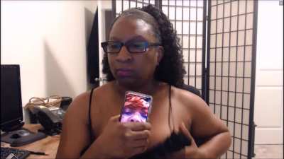 Dominant mature ebony American woman with a powerful build.