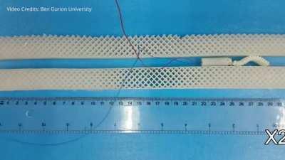 A robot which can move forward or backward by producing a continuously advancing wave. The robot has a unique minimalistic mechanical design and produces an advancing sine wave, with a large amplitude, using only a single motor but with no internal straig