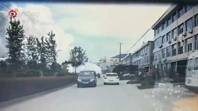 Gasoline truck launches in air after explosion