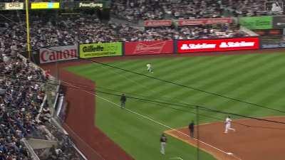 [Highlight] Fan appears to hit Oswaldo Cabrera in the face as he makes a catch in foul territory