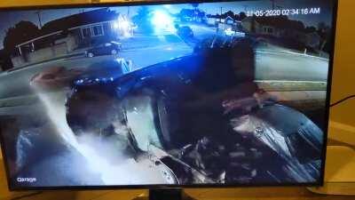 Idiot ended Police chase in my driveway, 3 of my cars got totaled.