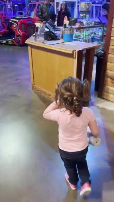 My father wanted to greet my daughter.