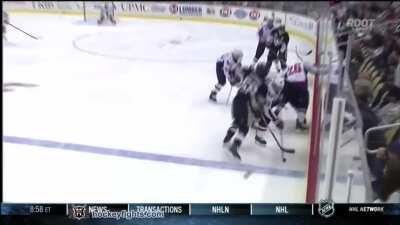 Arron Asham knocks out Jay Beagle, an NHL classic