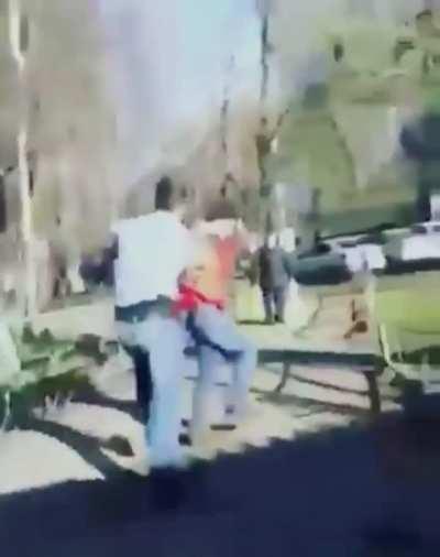 Russian gets whooped by a Chechen after making racial insults