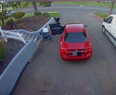 To steal car from owner’s driveway.