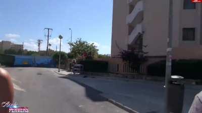 First she was teasing in public, then gave me a BJ and then kept walking with my cum on her face - 3/4