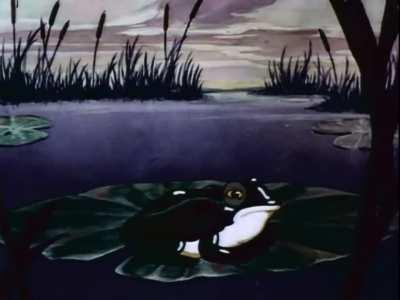 “Here we show you a close-up of a frog croaking…”