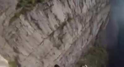 HMFT after He jumps off the mountain and his parachute fails to deploy (I think you can hear bone crushing sounds upon impact)