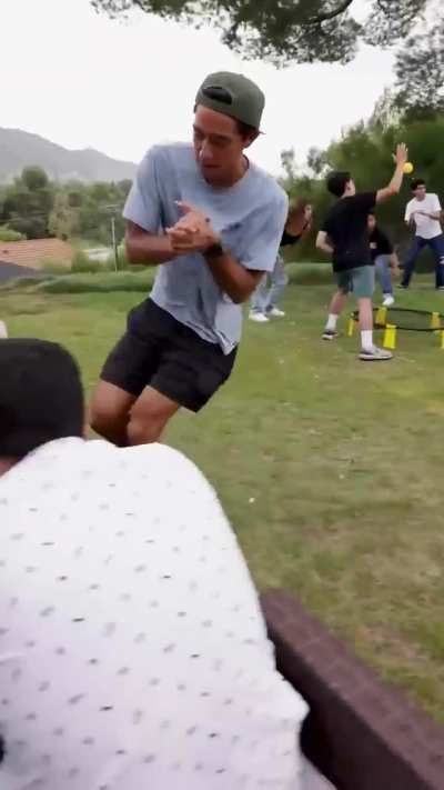 why did he get hit by a frisbee, is he stupid?