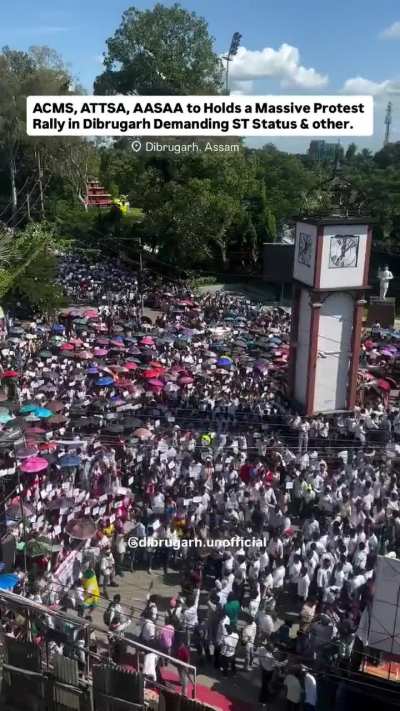 ACMS, ATTSA, AASAA Holds a Massive Protest Rally in Dibrugarh Demanding ST Status & other.