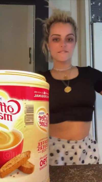 Bouncing her boobs up and down