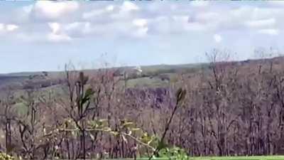 Ukrainian paratrooper using Javelin missiles against Russian vehicles during battles in eastern Ukraine