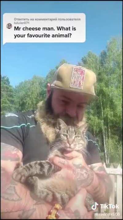 Russian cheese man and his kitty